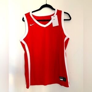 Nike Women’s Red and White Sleeveless Sports Jersey